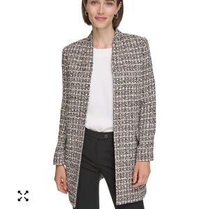 Calvin Klein Open Front Tweed Topper Jacket Women’s Black and White Multi 12
